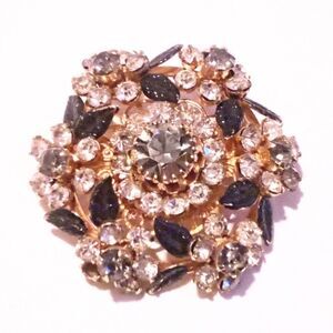 Vintage Gold Tone Rhinestone Flower Cluster Brooch